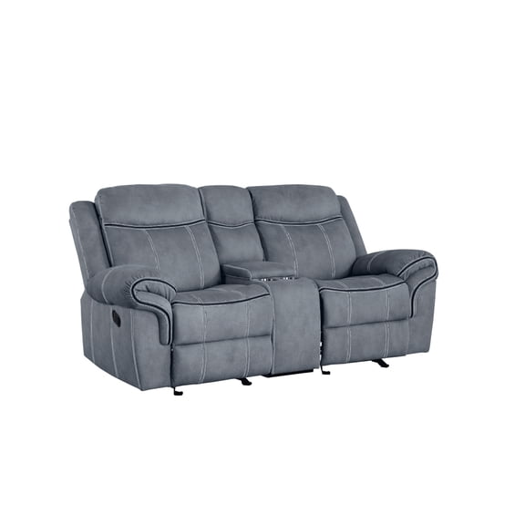 78"L X 39"D X 40"H Loveseat w/Console (Glider & Motion), 2-Tone Gray Velvet