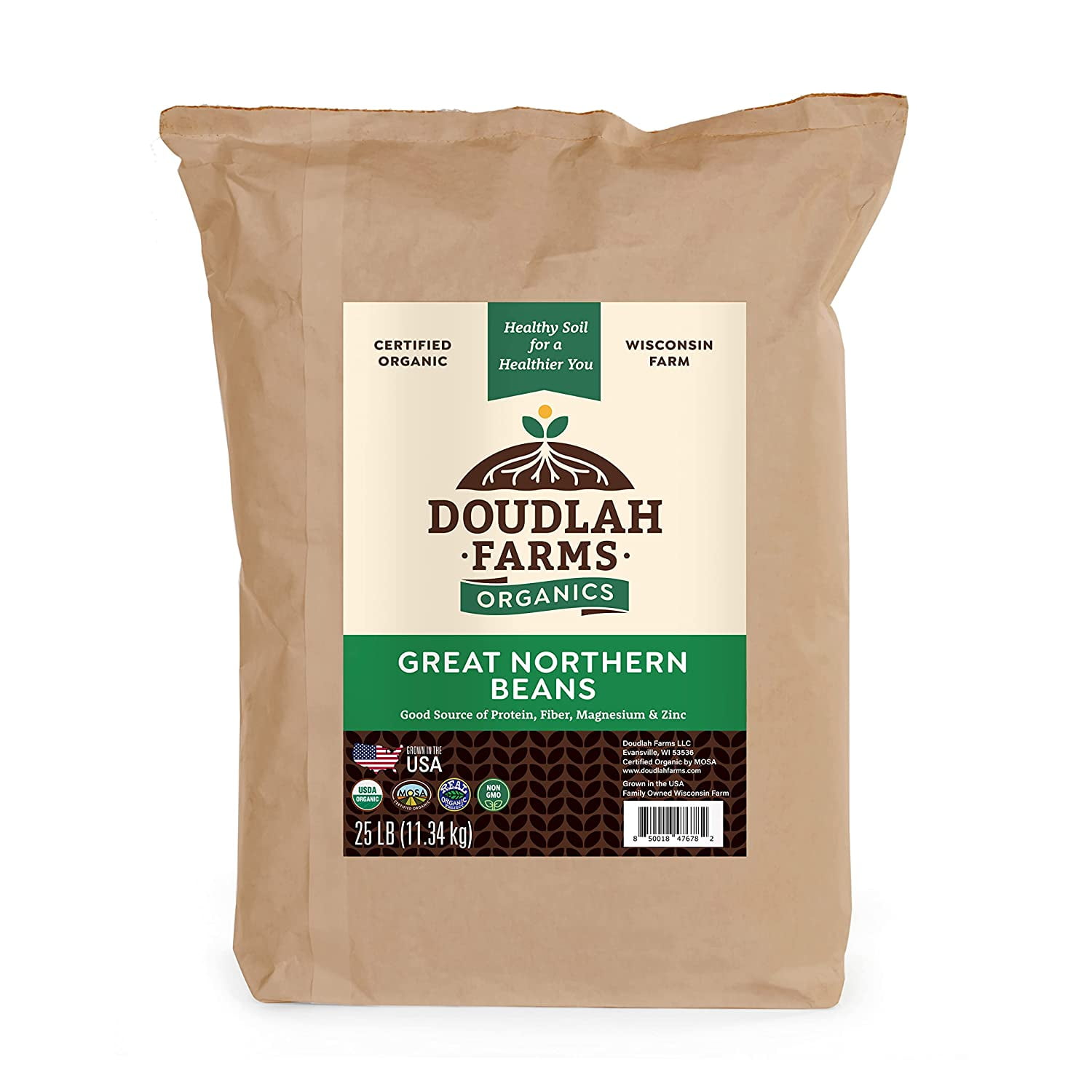 Organic Great Northern Beans 25lb Bulk by Doudlah Farms Farmed From