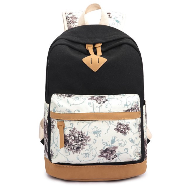 Mochila escolar de lona floral Mochila escolar universitaria Bolso de hombro Adepaton BST2001989-1