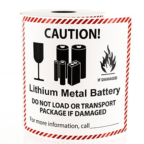 Lithium Metal Battery Handling Labels LVSL12, Label Dimension 120mm x