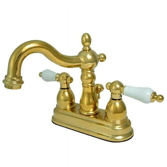 Kingston Brass  Two Handle 4 in. Centerset Lavatory Faucet with Brass Pop-up - Polished Brass