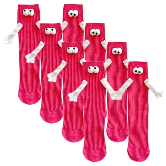 Medias Magnéticas Animadas MagSoxRed 4Pares Rojo 5-9.5US Animados Calcetines Tubo Medio Magnéticos Poliéster.