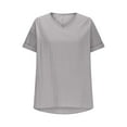 thumbnail image 4 of Olyvenn Linen Shirts for Women Summer Vintage Plain T Shirt Beach Vacation Boho Tops Trendy Vneck Tees Casual Loose Fit Tshirt Gray L, 4 of 6