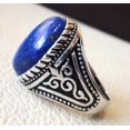 thumbnail image 4 of Lapis Lazuli Mens Ring, Natural Afghani Lapis Lazuli, Silver Jewelry, 925 Silver Ring, Birthday Gift, Heavy Mens Ring, Arabic Design, Ottoman Style Ring, Christmas, Turkey Mens Signet Ring, 4 of 6