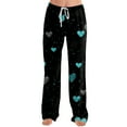 thumbnail image 4 of Pajama Pants Women Plush Fluffy Cozy Pj Bottoms Cute Heart Print Lounge Bottoms Winter Warm Fleece Sleepwear L, 4 of 5