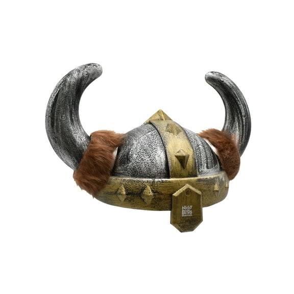 Nicky Bigs Novelties Adult Mens Womens Nordic Viking Hat Barbarian Helmet with Faux Fur Horns Costume Accessory