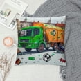thumbnail image 2 of Cartoon Car Kids Duvet Cover Set Full Size,City Garbage Truck Plaid Retro Grid Comforter Cover with  Pillowcases,Green Recycling Trash Can Print Breathable Bedspread for Boys Teens,Pillow Sham, 2 of 5