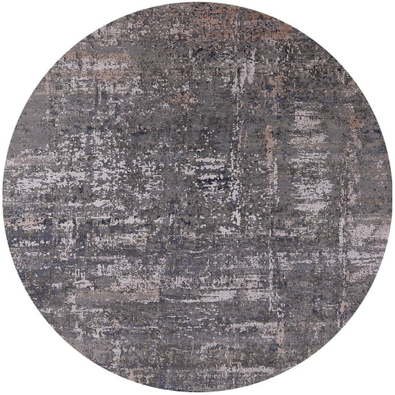 Ahgly Company Machine Washable Indoor Round Industrial Modern Eggplant Purple Area Rugs, 3' Round