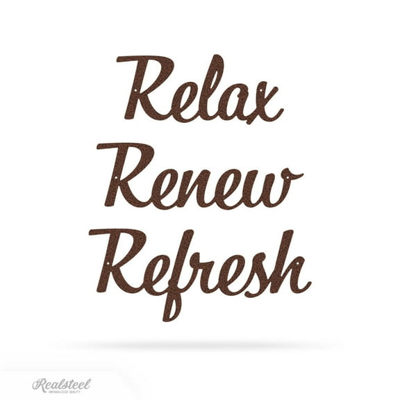 Relax Renew Refresh Metal Wall Art - Tranquil Bathroom Spa Décor