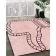 thumbnail image 3 of Ahgly Company Machine Washable Indoor Round Transitional Pink Bubble Gum Pink Area Rugs, 6' Round, 3 of 7