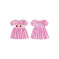 thumbnail image 2 of RUINIXCW Toddler Baby Girl Back to School Dress Kids Kindergarten Outfits Toddler Girl Summer Fall Dress 2 3 4 5 6 Years Apple Pencil Embroidery Doll Collar Short Sleeves Plaid A Line Dress, 2 of 9