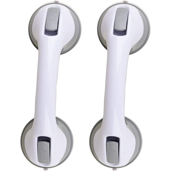 Jinsinto (2 Pack) 12 Inch Shower Handle Grab Bars for Tubs and Showers Suction Cup Grab Bar Bathroom Tub Bath Handles Handicap Elderly Non-Slip Safety Grips - ONLY for Tile Glass and Hard Plastic