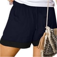 thumbnail image 7 of Women's Color Block Drawstring Summer Shorts, Casual Elastic Waist Loose Beach Lounge Shorts with Pockets, 7 of 7