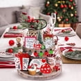 thumbnail image 6 of Christmas Red Tiered Tray Set Snowflake Socks Wooden Sign Hanging Decoration, 6 of 6