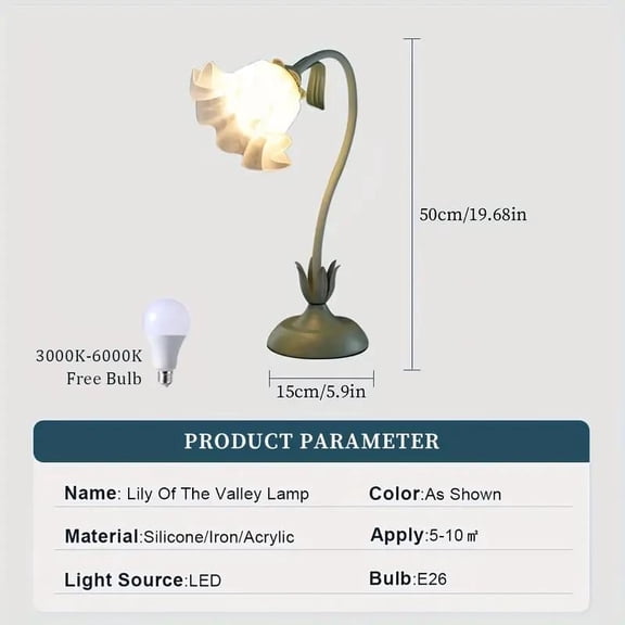 Floral design table lamp, plug and play decorative LED table lamp, flexible dimmable table lamp for home office bedroom study lighting, bedroom lamp, bedside lamp, mood lamp