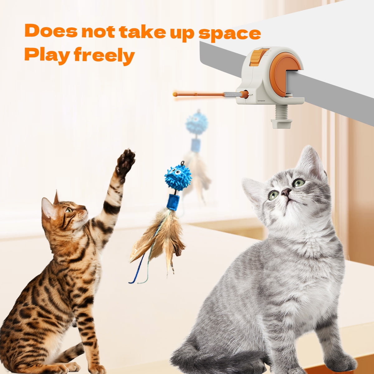 Interactive Cat Toys for Indoor Cats, Automatic Electric Feather Wand Toy, Best Kitten & Adult Cat Enrichment Toy Hanging Electric Kitty Toys for Bored Cats