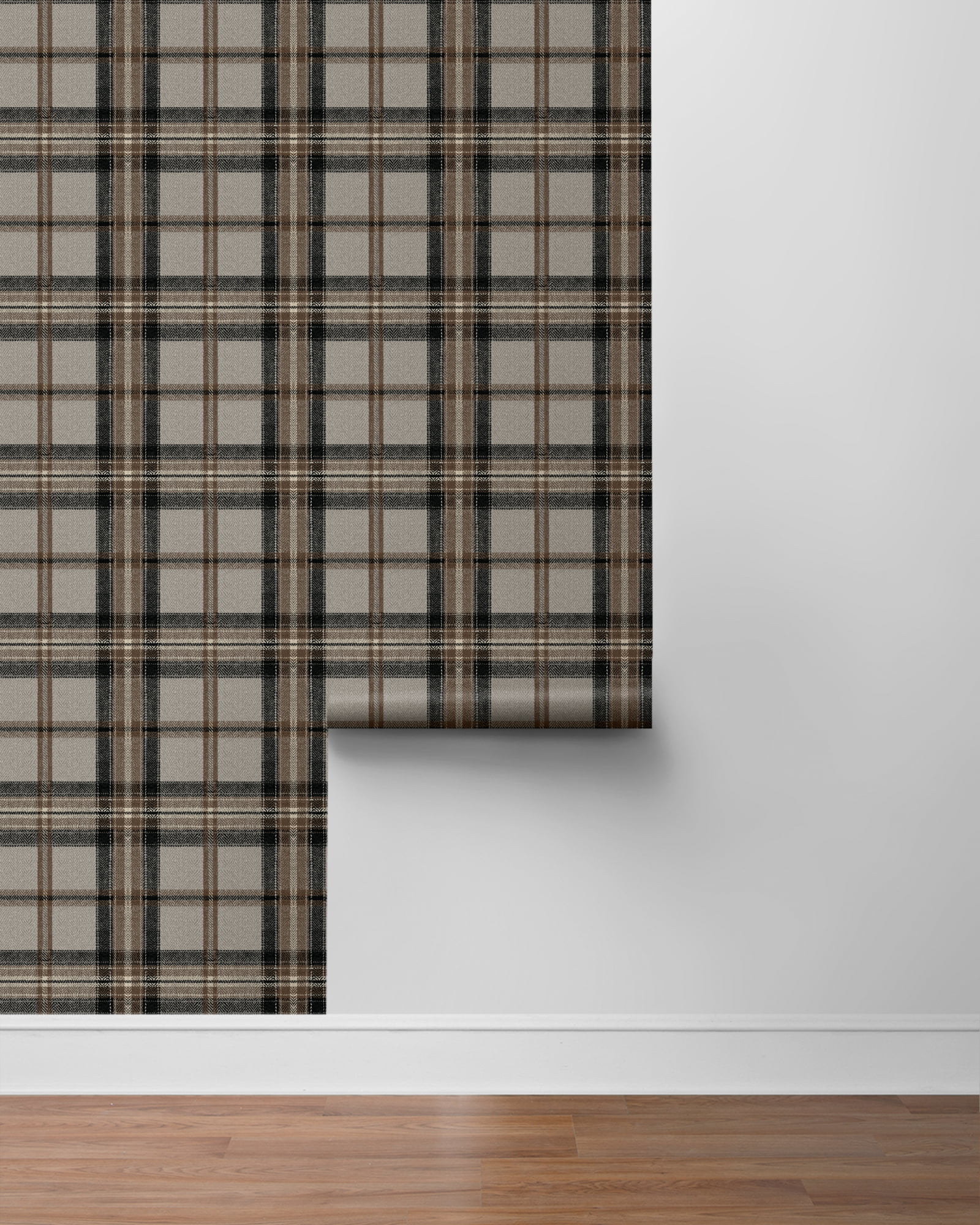 Harry & Grace Cliffside Herringbone Plaid Premium Matte Non-Woven Peel and Stick Wallpaper - 20.5 in. W x 18 ft. L Roll