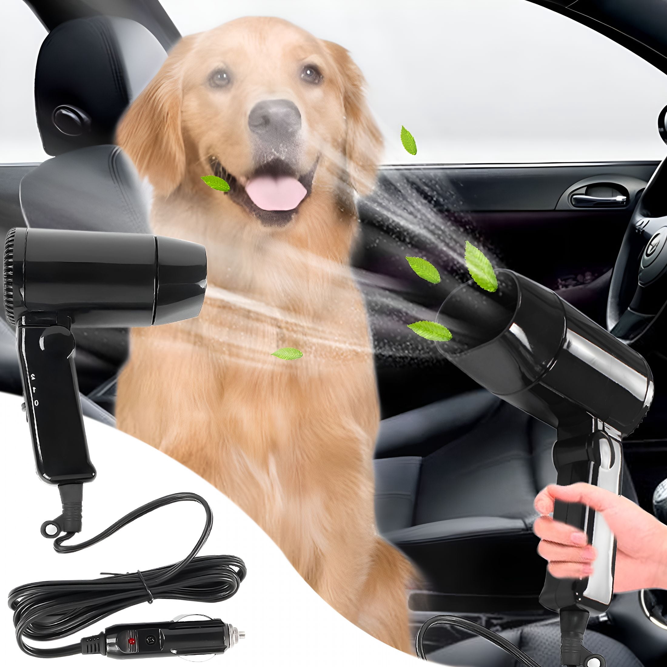 HIBIBUD 12V Car Hair Dryer,High Power Handheld Hair Dryer,Portable Travel Hair Dryer for Outdoor Swimming Camping Beach