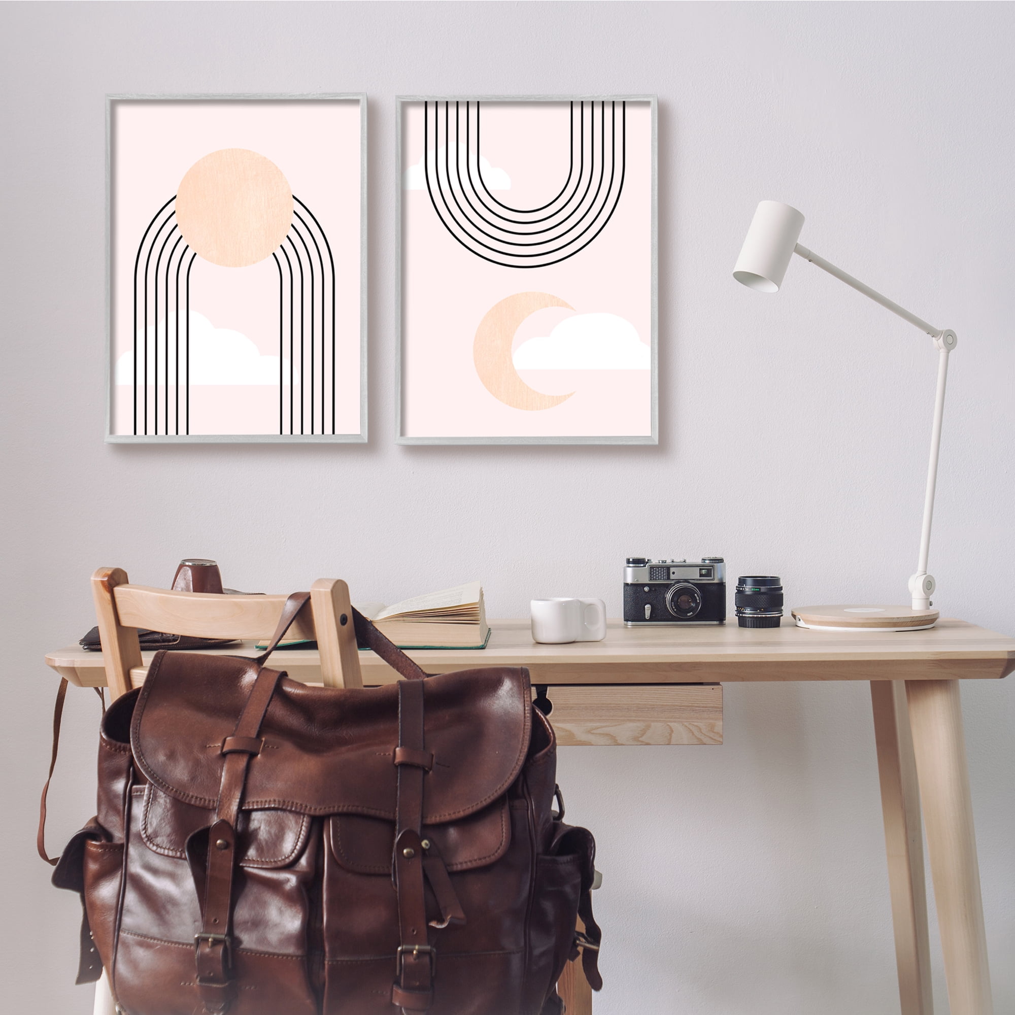 Stupell Industries Rising Sun Rainbow Crescent Moon Abstract Pink Sky, 16 x 20, Design by Daphne Polselli