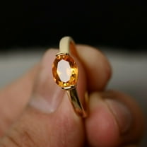 HeartsAndYou 0.8ct Natural Yellow Citrine Engagement Ring 14k SOLID Yellow Gold Solitaire