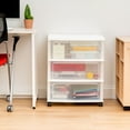 thumbnail image 3 of IRIS 3 Drawer Wide Storage Drawer Cart with Caster Wheels, White/Clear, 3 of 9