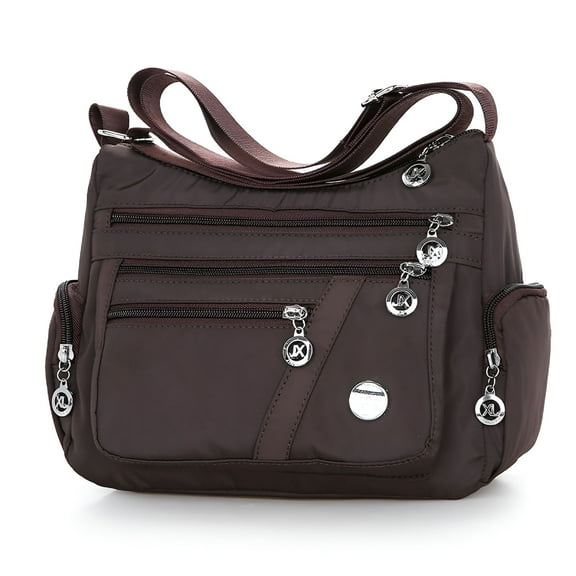 GASTROPOD Women Multi Pockets Crossbody Nylon Shoulder Bag, Brown Cross Body Bag for Women