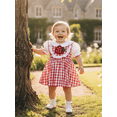 thumbnail image 5 of BemeyourBBs Infant Baby Girl Strawberry Outfits Summer Gingham Plaid Romper Dress Short Sleeve Embroidery Dress Bodysuit Newborn Playsuit Clothes, 5 of 9
