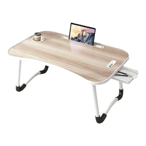 Table de Chevet Pliable Portable Bureau avec Tiroir de Rangement Porte-Gobelet 23.6" x 15.7" x 11" pour Manger le Petit Déjeuner sur le Canapé-Lit Canapé-Lit