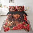 thumbnail image 2 of Erosebridal Western Princess Bedding Twin Size, Tiger Animal Bed Set, Red Rose Reversible Bed in a Bag Twin size, Ultra Soft Bedroom Decorative, 7-Piece, 2 of 6