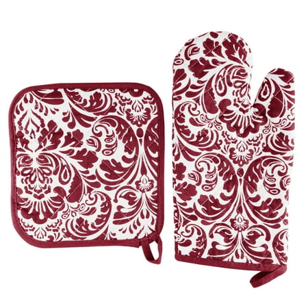 

Oven Mitt And Pot Holder Set Quilted And Flame And Heat Resistant By Somerset Home