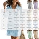 thumbnail image 3 of Neewe Women's Stripe Shirt Dress Collared Ruffle Hem Long Roll Up Sleeve Mini Dresses Daily Outfits, 3 of 8