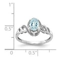 thumbnail image 3 of 10K White Gold Ring Band with Stones (03) March Aquamarine Oval Blue Diamond Round, Size 6, 3 of 5