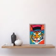 thumbnail image 2 of Tiger Head Wearing Pink Top Hat Modern Pop Art Artwork Framed Wall Art Print A4, 2 of 4