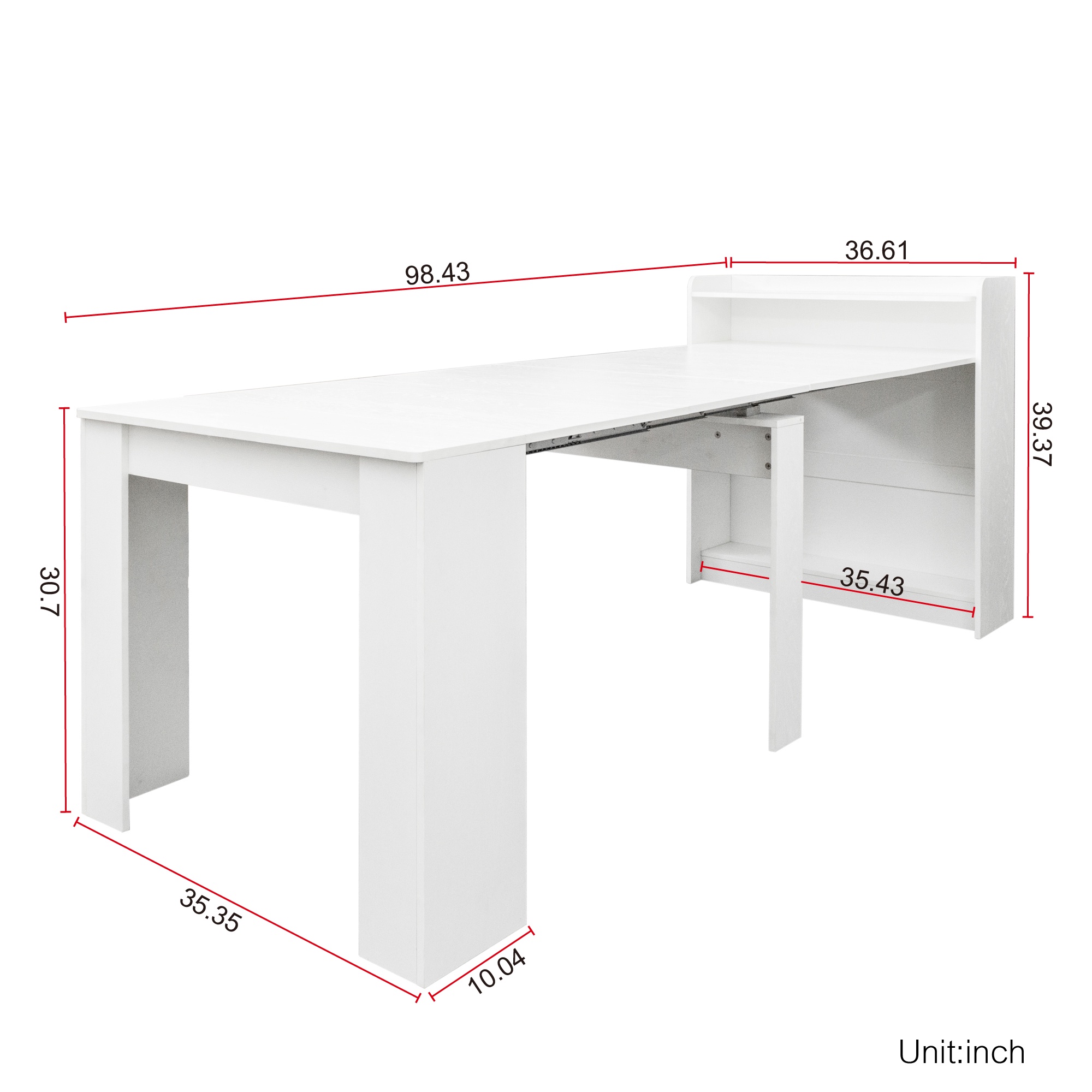 PORKISS Extendable Dining Table, Wooden Kitchen Table with Storage, Classical Dinner table, Modern Rectangle Dining Table for Kitchen, Dining Room, and Living Room, White Color