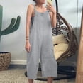 thumbnail image 2 of Workout Jumpsuits for Women Casual Summer Sleeveless Spaghetti Strap Solid Color Pocket Trousers Outwear,Grey,M, 2 of 4