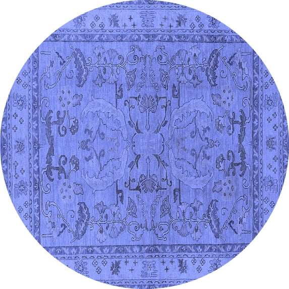 Ahgly Company Indoor Round Oriental Blue Industrial Area Rugs, 4' Round