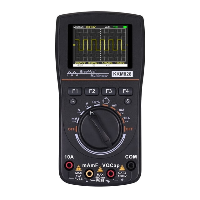 MesaSe kkm828 High Definition Intelligent Graphical Digital Oscilloscope Multimeter 2 in 1 with 2.4 Inches Color Screen 1MHz Bandwidth 2.5Msps Sampling Rate for DIY and Electronic Test