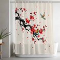 thumbnail image 5 of Red Spring Floral Small Stall Shower Curtain, Waterproof Shower Curtains for Bathroom, Birds Branches Watercolor Flowers Rustic Washable Fabric Bath Curtain for Bathtub with Hooks 36x72 Inches, 5 of 9