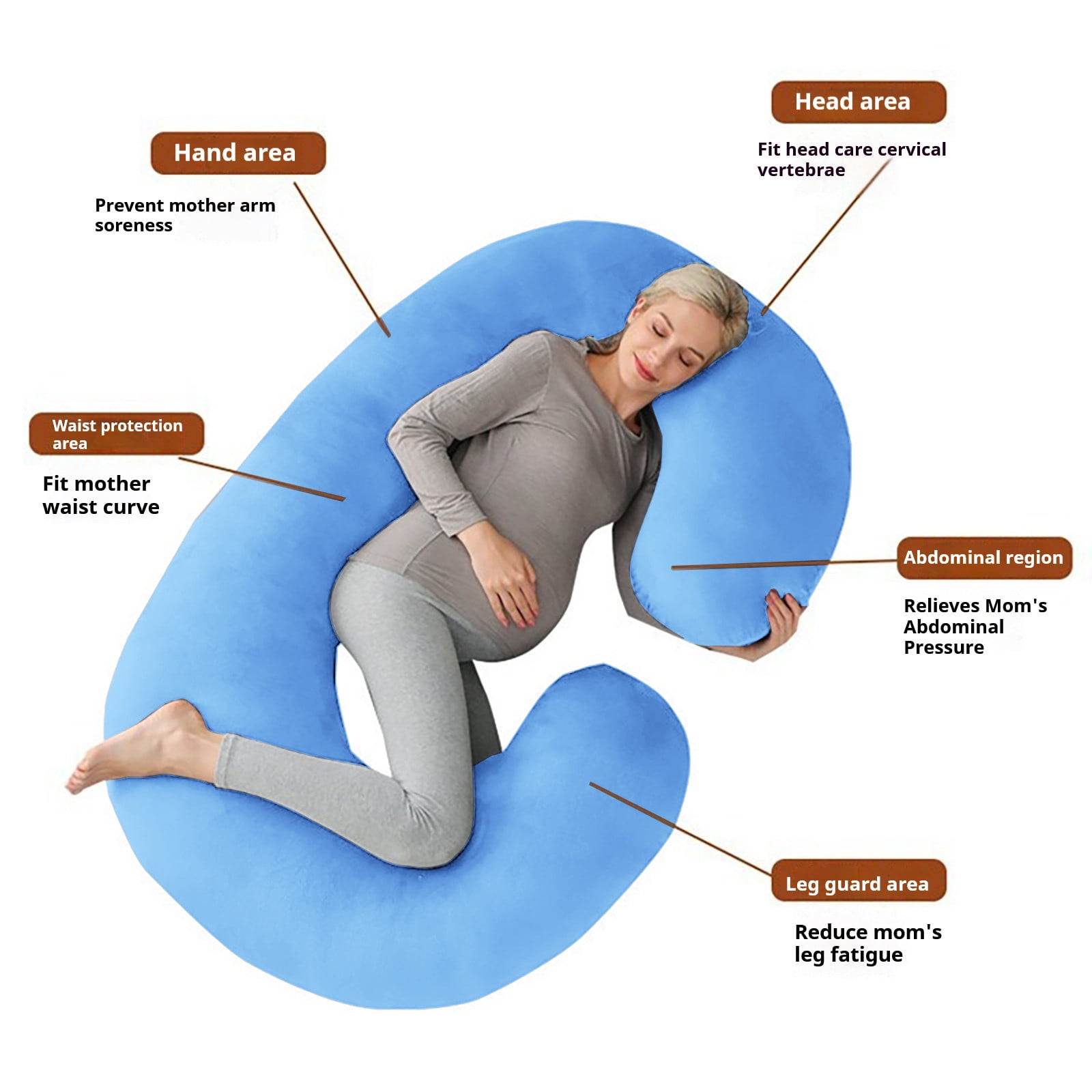 Pregnancy Pillows, Soft U-Shape Maternity Pillow with Removable Cover - Full Body Pillows for Adults Sleeping - Pregnancy Must Haves - Jumbo 51 Inch - Bright Blue