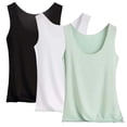 thumbnail image 2 of AHMOMEI 3 Pack Womens Sleeveless Scoop Neck Tank Top Seamless Slim Fit Camisole Womens Workout Tank Tops Racerback Women’s Shirts Mint Green XL, 2 of 9