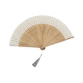 thumbnail image 4 of Abanico plegable, ventilador portátil de estilo chinoiserie, ideal para bodas y fiestas de cumpleaños. Blanco, 4 of 9
