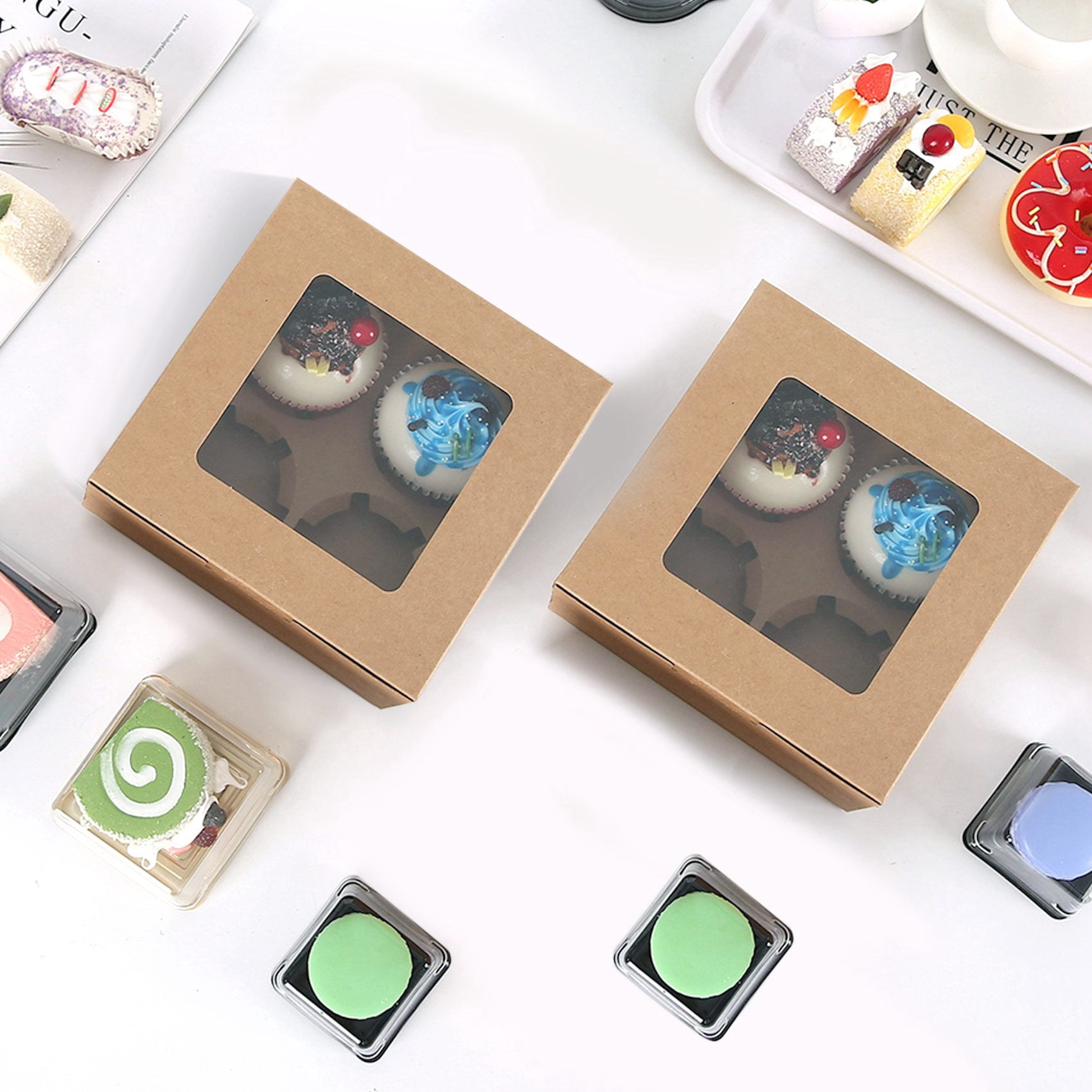 Buy 50 Pieces Mini Kraft Paper Box with Window Present Packaging Box ...