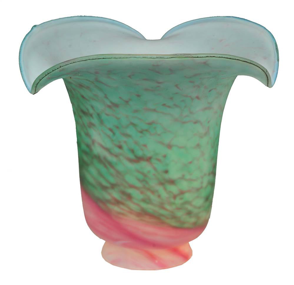 5.5"W Fluted Pink and Green Shade