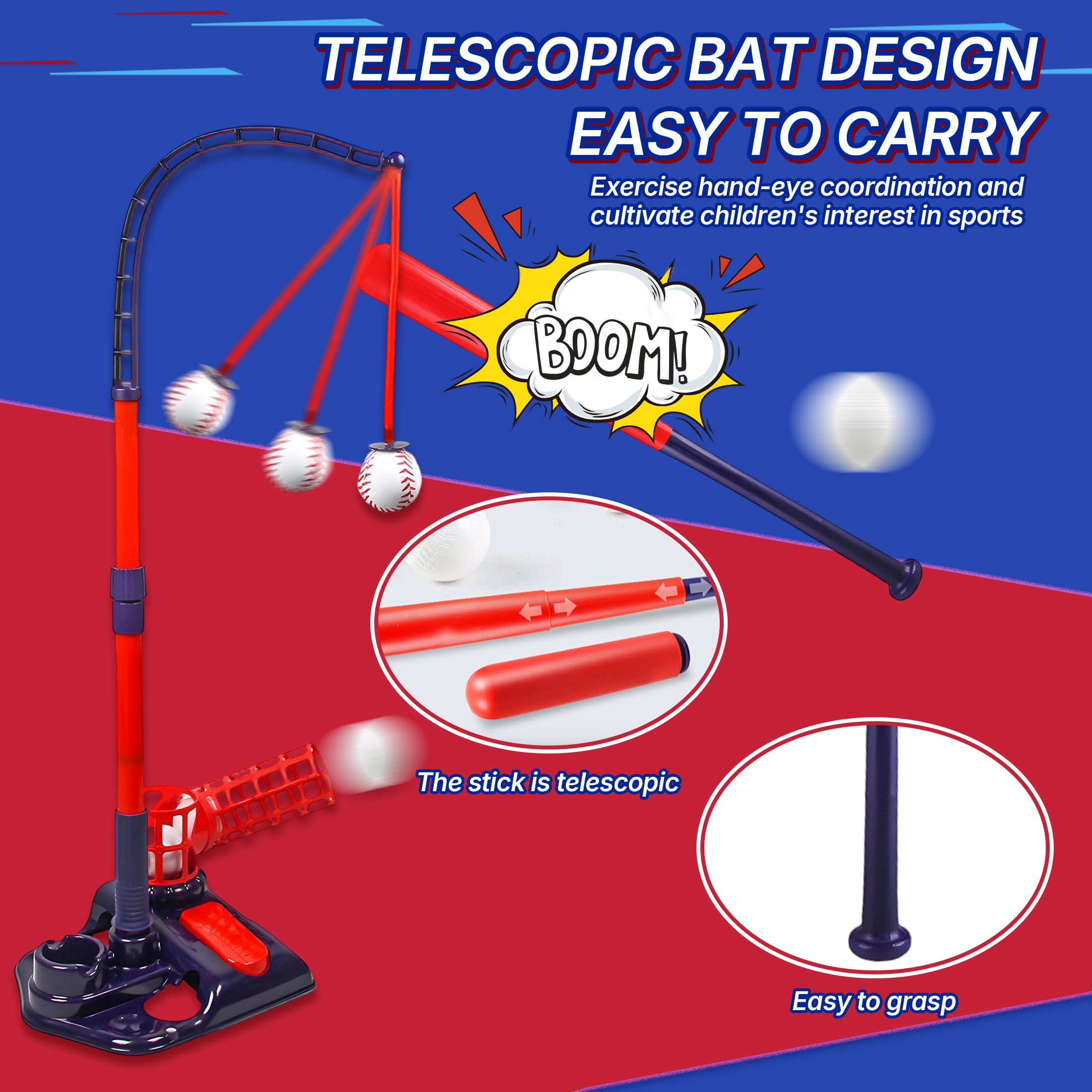 BESTSKY Batting Tee Set,Baseball Training Equipment,Foot-Operated Batting Baseball Equipment,Hitting Tee for Baseball,Softball & T-Ball Training
