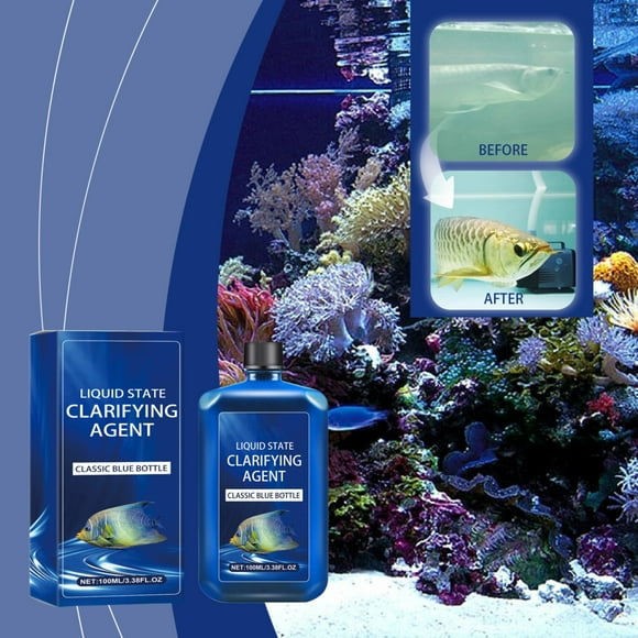 Kitchen Utensil Set Aquarium Fish Tank Water Purifier Clear Water Fish Supplies Algaecide Fish Tank Cleaning Water Purifier 100ml, Blue