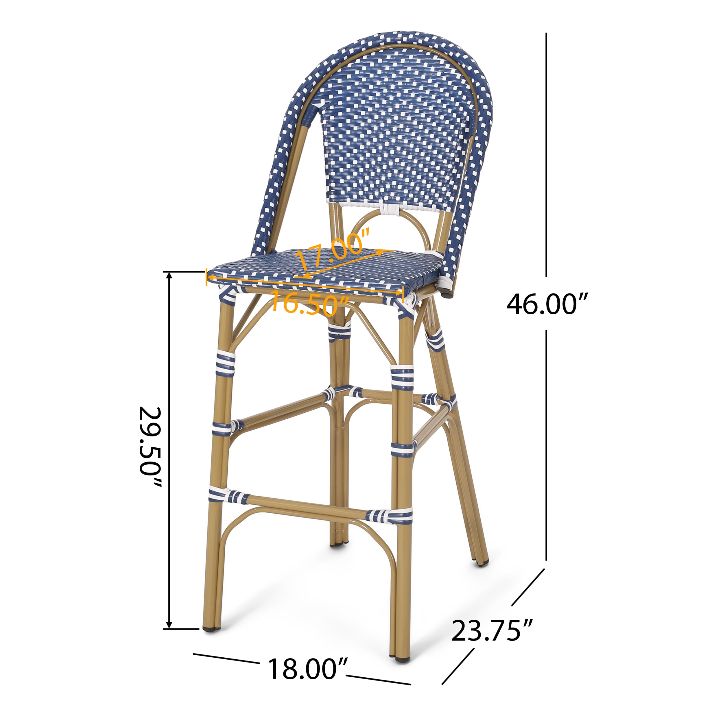 Noble House Gallia Outdoor Bar Stool - Dark Teal/White, 4 Pack