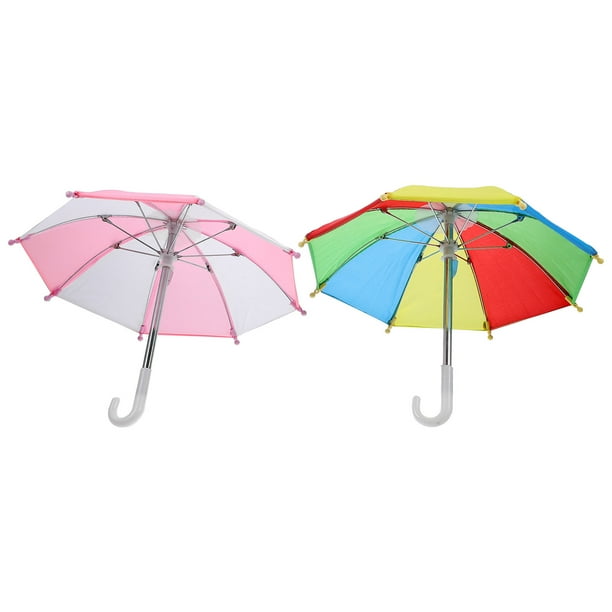 2 mini paraguas ajustables en miniatura para sol y lluvia (modelo de paraguas)