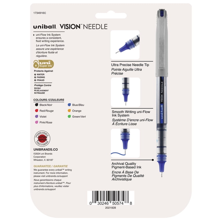 Uniball Vision Needle Rollerball Pens, Fine 0.7mm, Assorted 8 Pack photo 7