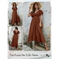 thumbnail image 7 of Xuanfei Women V Neck High Waist Ruffle Sleeve Open Back Lace Up Maxi Dress, 7 of 7