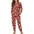 thumbnail image 2 of DISNIMO Women's Pajama Set Snowflake Printed Long Sleeve Lounge Set with Hairband Round Neck Sleepwear with Pockets Casual Loose Loungewear Nightwear with Long Pants, L, 2 of 7